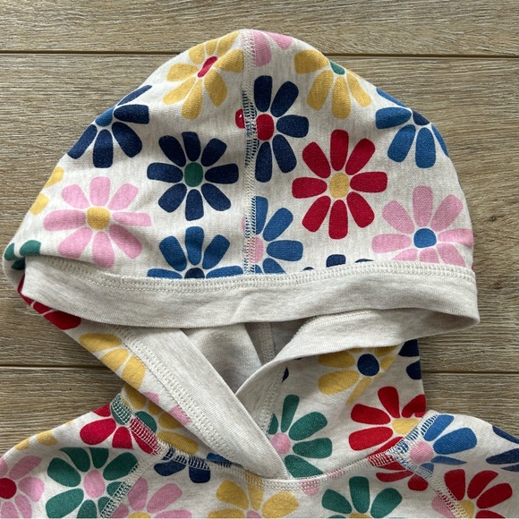 Hanna Andersson Girls Vibrant Floral Hooded Sweatshirt Size 5 Reversible Beige - Picture 3 of 8